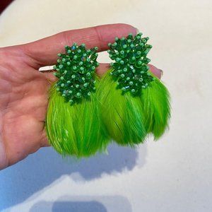 Mignonne Gavigan Green Beaded Feather Earrings